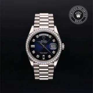 Rolex Day-Date 128349RBR-0010 36mm White gold Blue