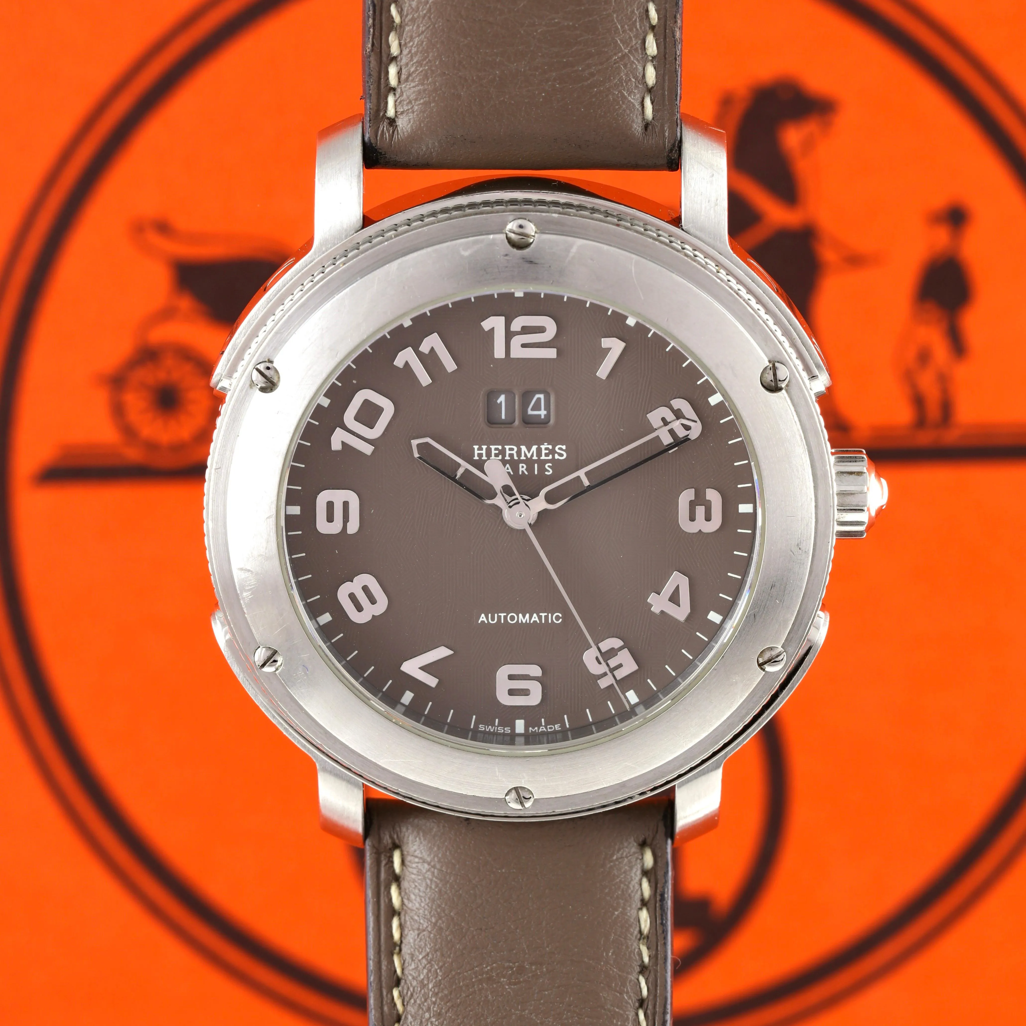 Hermès Clipper CP1.710 44mm Stainless steel Taupe