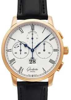 Glashütte Senator Chronograph Panorama Date 1-37-01-01-05-50 Rose gold Silver