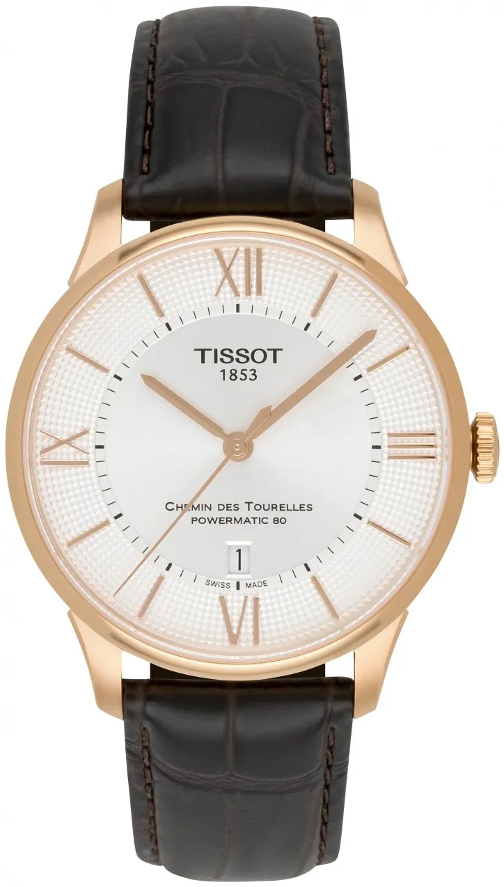 Tissot Chemin Des Tourelles T099.407.36.038.00 42mm Rose gold Silver