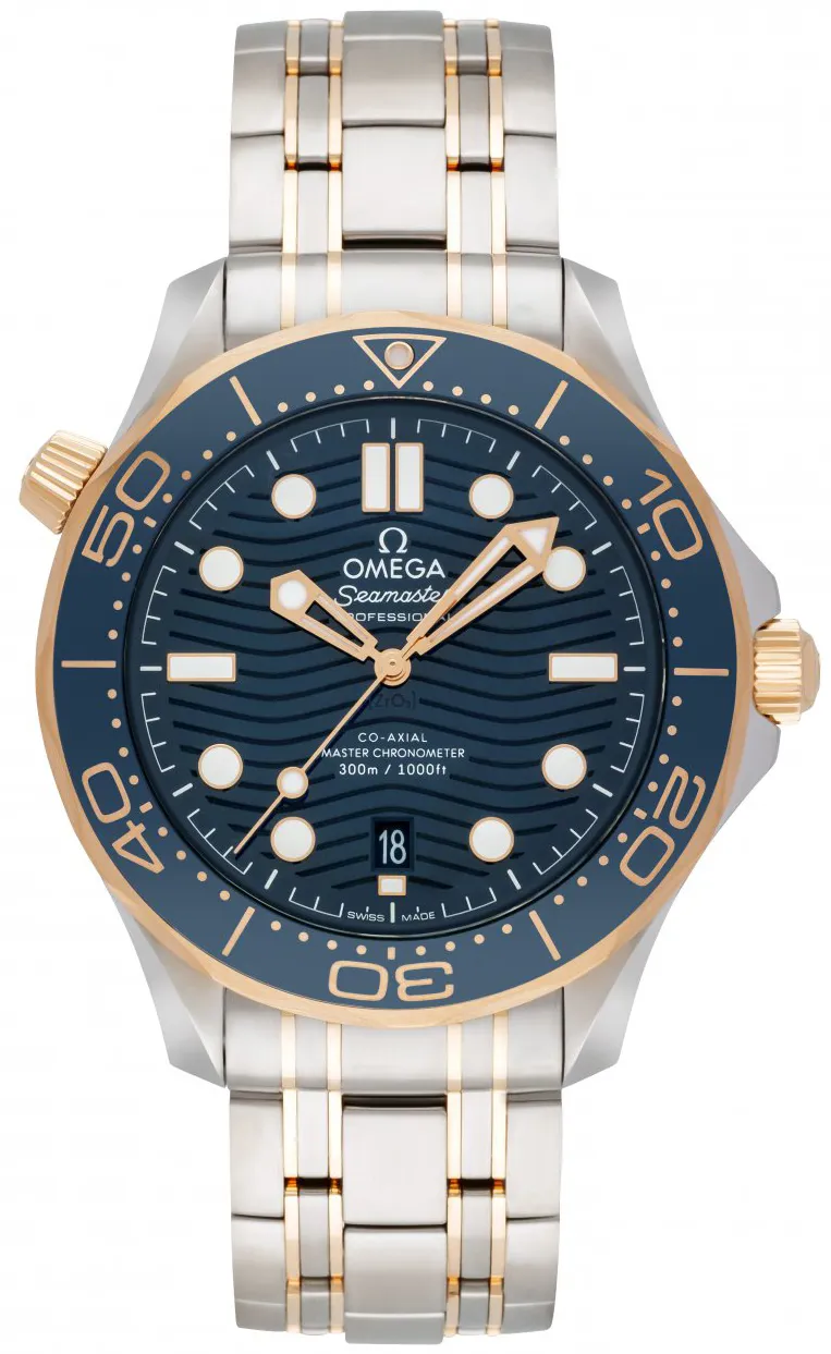 Omega Seamaster Diver 300M 210.20.42.20.03.001 42mm Yellow gold and Stainless steel Blue