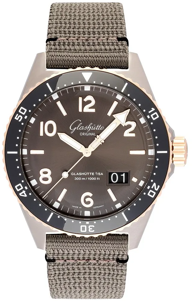 Glashütte SeaQ Panorama Date 1-36-13-04-91-34 43mm Rose gold and steel Gray