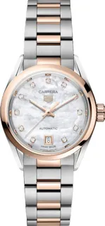 TAG Heuer Carrera Calibre 9 Ladies WBN2450.BD0569 Yellow gold and Stainless steel White