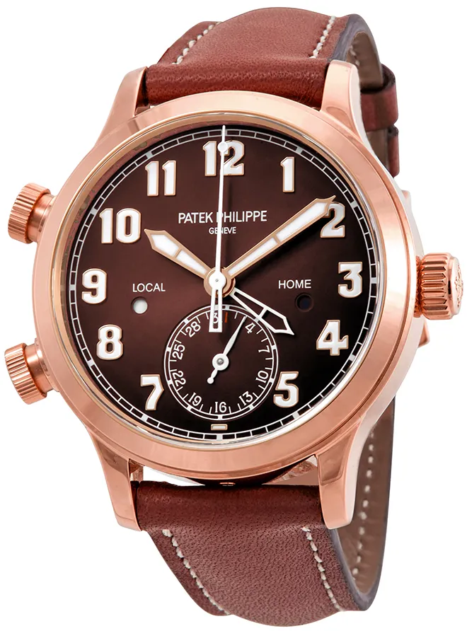 Patek Philippe Calatrava Pilot Travel Time 7234R-001 37.5mm Rose gold Brown