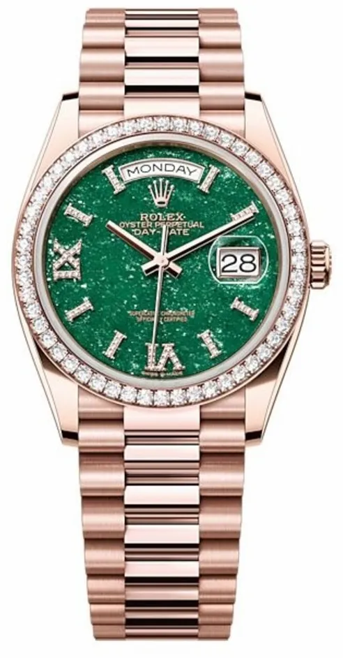 Rolex Day-Date 128345RBR-0068 36mm Everose gold Green