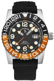 Zeno-Watch Basel Airplane Diver 6349GMT-3-A15 Stainless steel Black