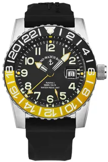 Zeno-Watch Basel Airplane Diver 6349GMT-12-A1-9 Stainless steel Black