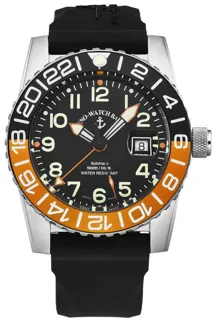 Zeno-Watch Basel Airplane Diver 6349GMT-12-A15 Stainless steel Black