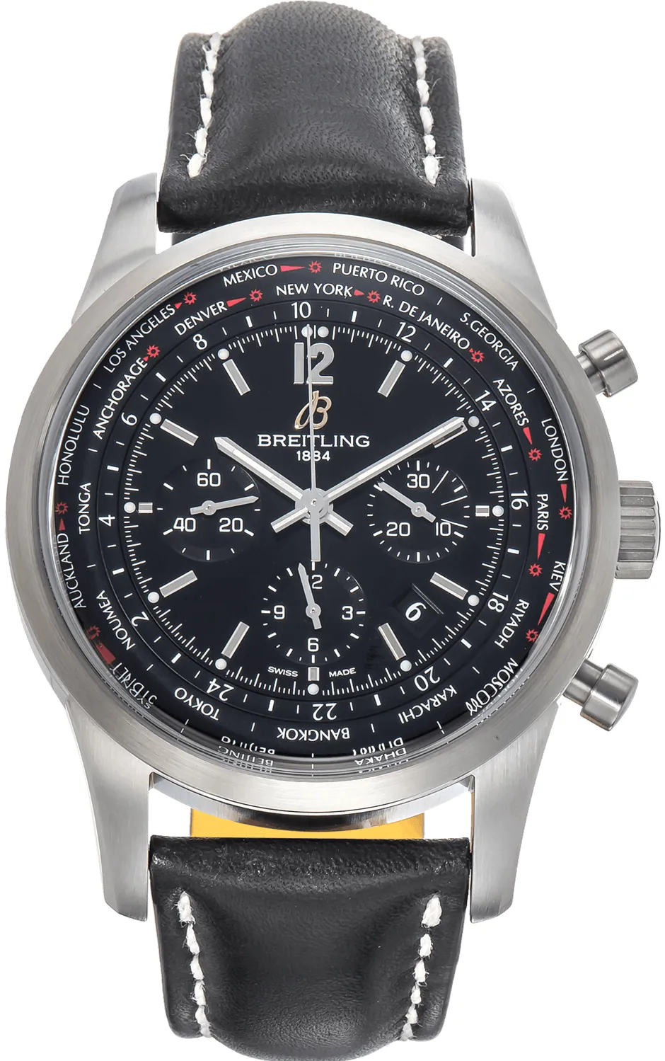 Breitling Transocean Chronograph Unitime AB0510U6 46mm Stainless steel Black