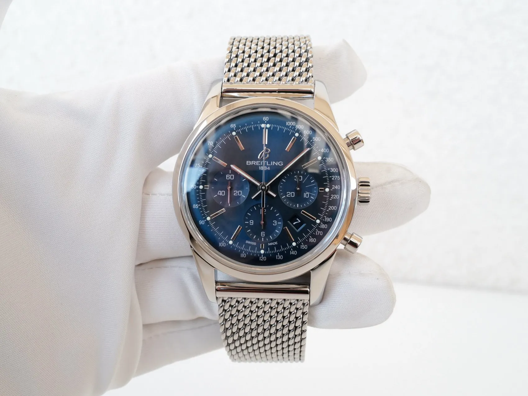 Breitling Transocean Chronograph 43mm Stainless steel Blue 9
