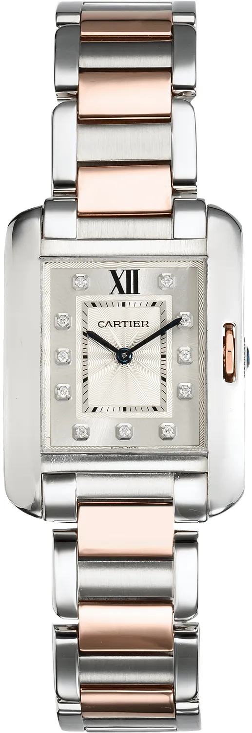 Cartier Tank Anglaise WT100032 35mm Rose gold and Stainless steel Silver Gray