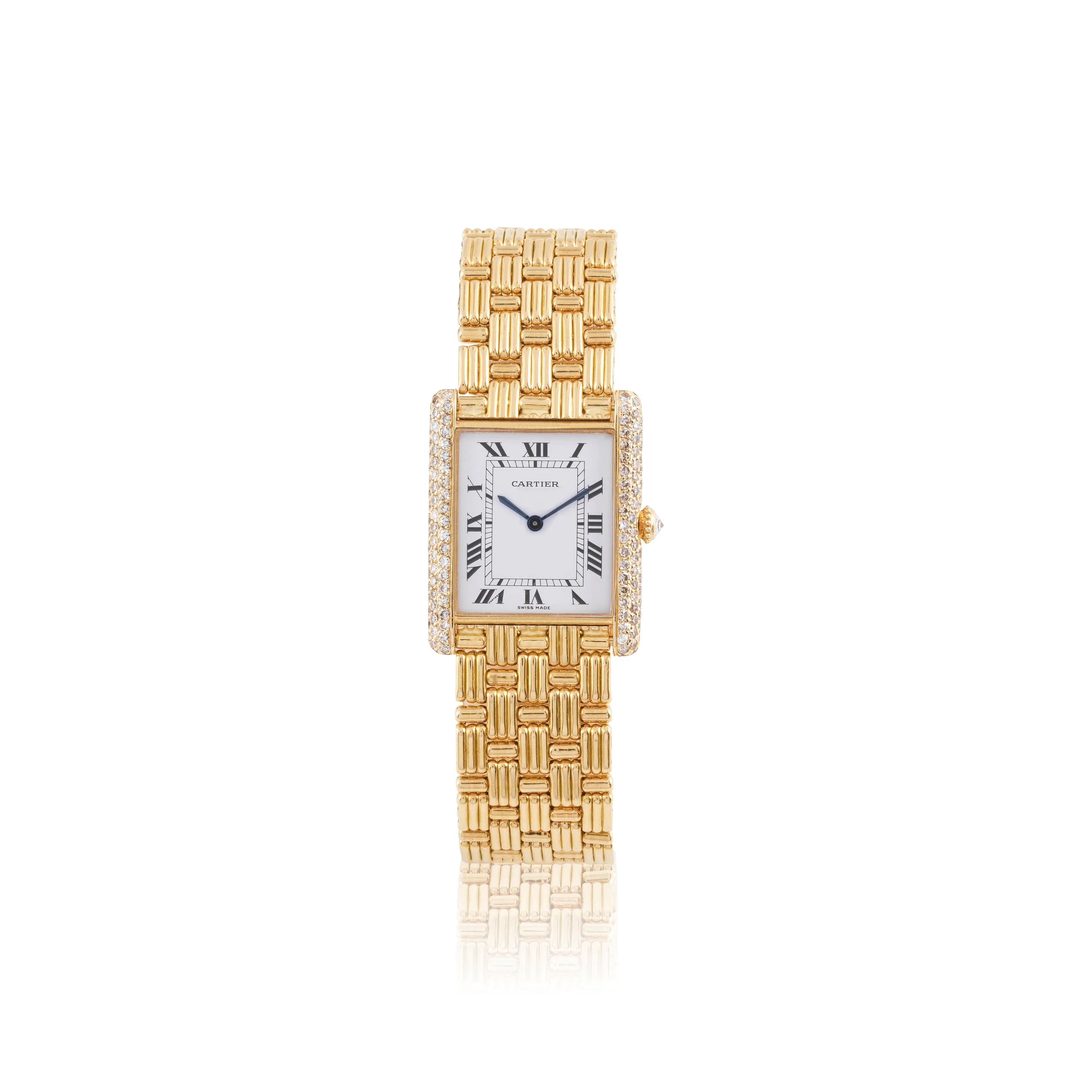 Cartier Tank 85616052 24mm Yellow gold and diamond-set White