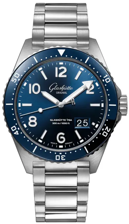 Glashütte SeaQ Panorama Date 1-36-13-02-81-70 43mm Stainless steel Blue