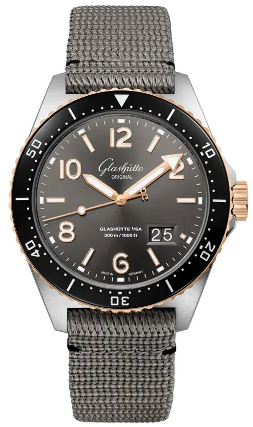 Glashütte SeaQ Panorama Date 1-36-13-04-91-34 43mm Steel & rose gold Gray