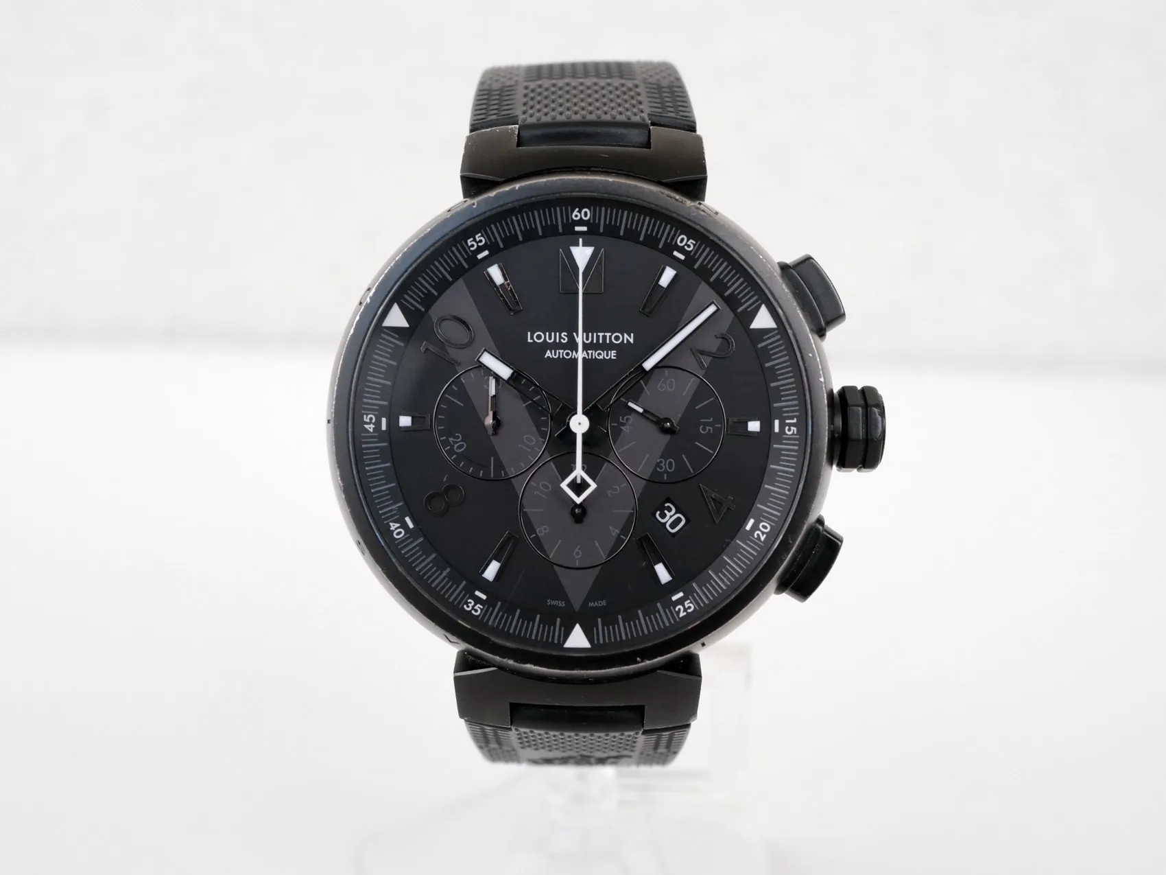 Louis Vuitton Tambour Q1A62 46mm Stainless steel Black
