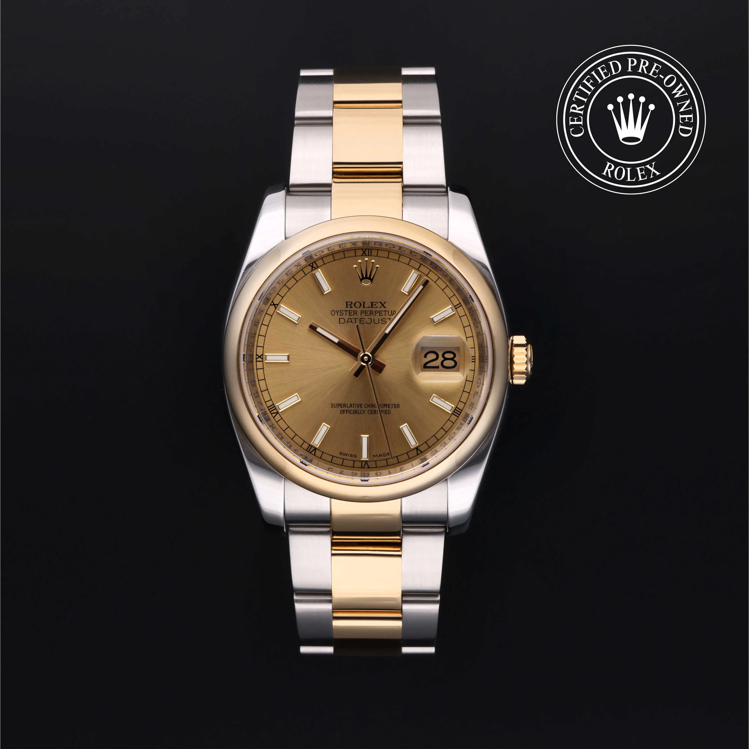 Rolex Datejust 116203 36mm Yellow gold and stainless steel Champagne
