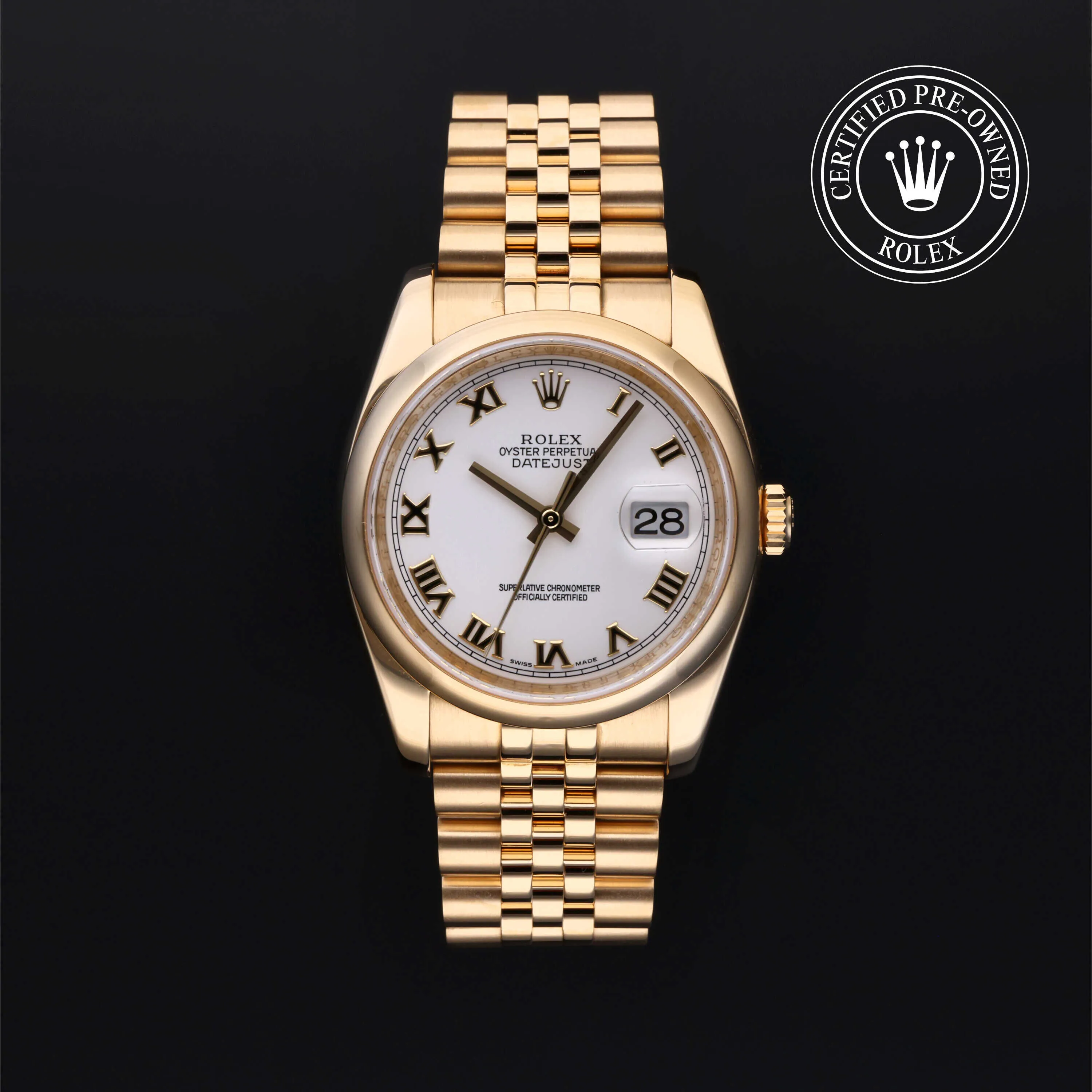 Rolex Datejust 116208 36mm Yellow gold White