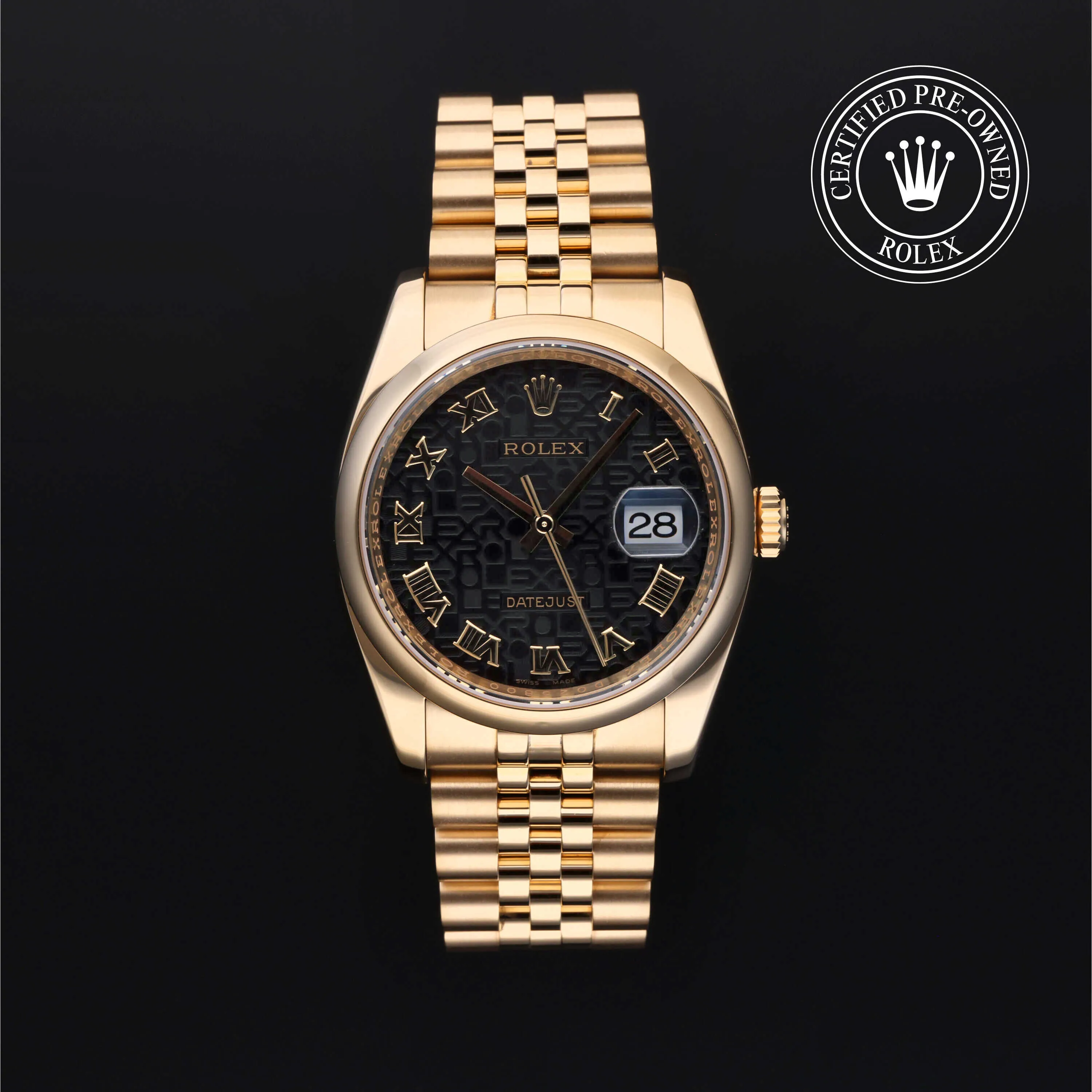 Rolex Datejust 116208 36mm Yellow gold Black