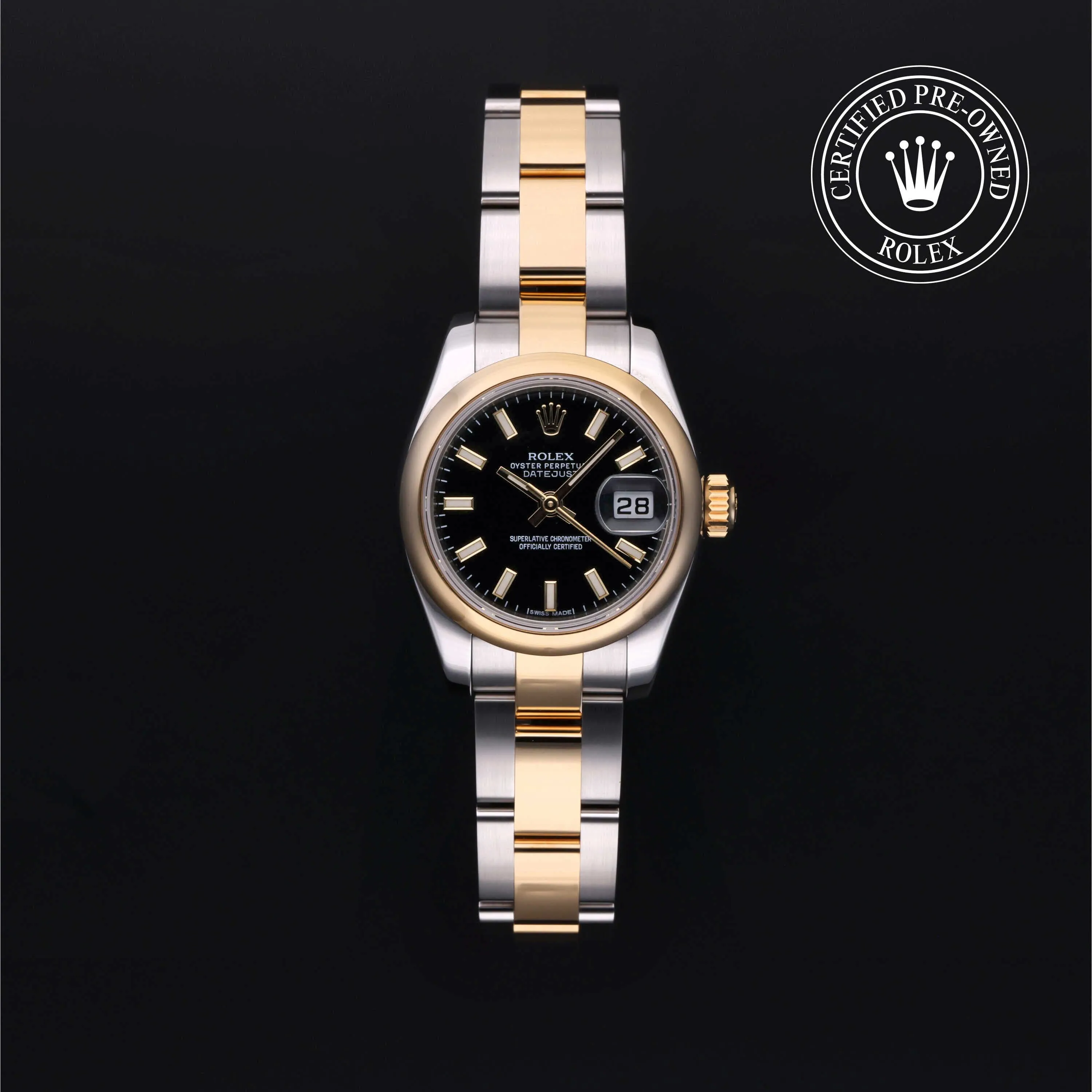 Rolex Datejust 179163 26mm Yellow gold and stainless steel Black