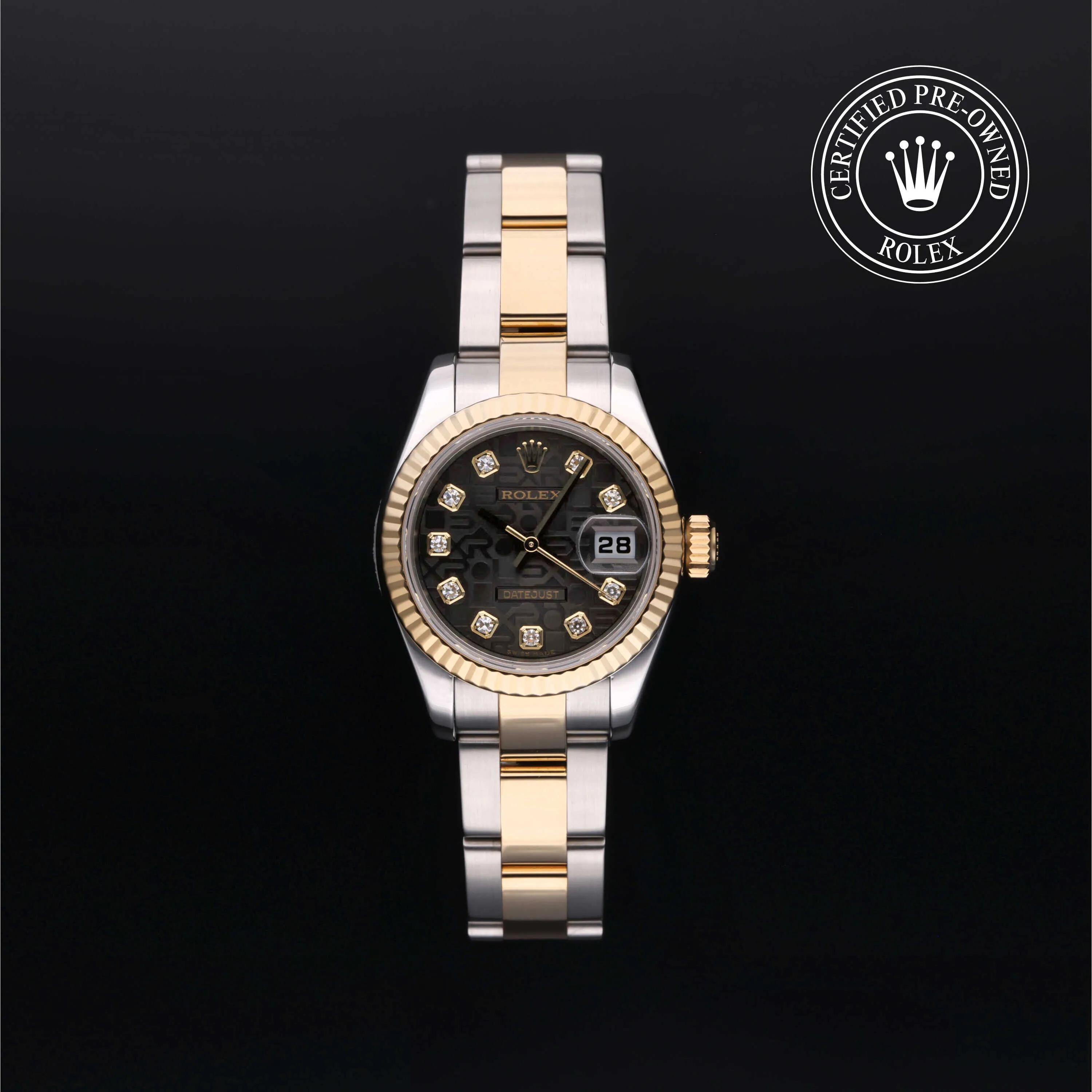 Rolex Datejust 179173 26mm Yellow gold and stainless steel Black