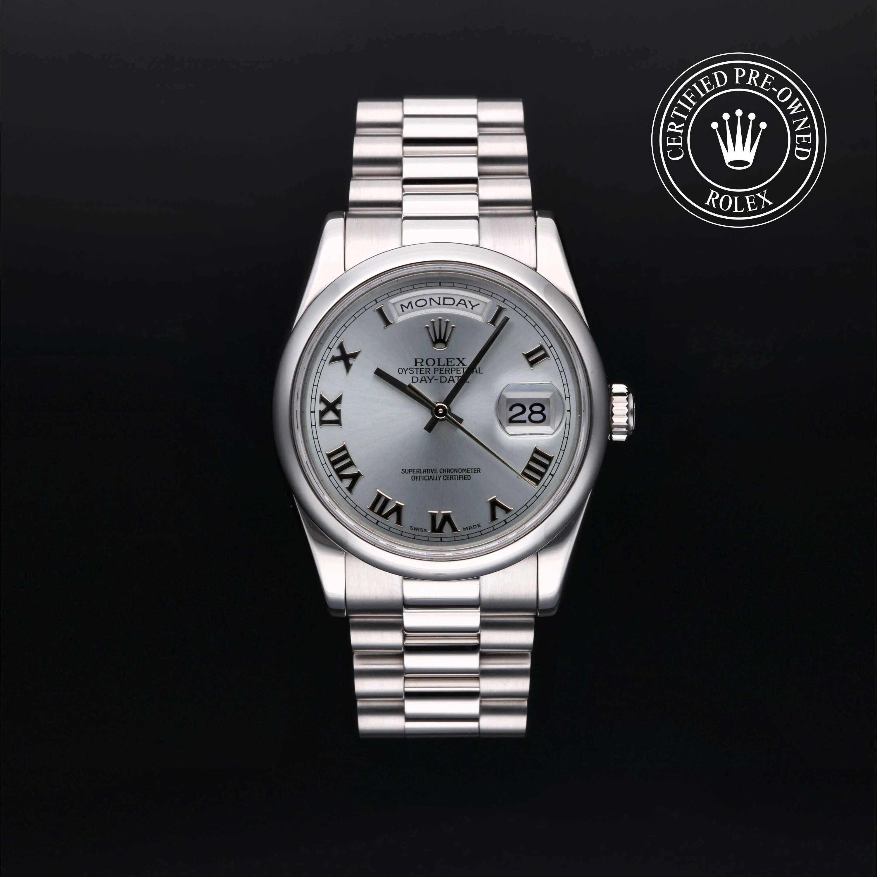 Rolex Day-Date 36 118206 36mm Platinum Blue