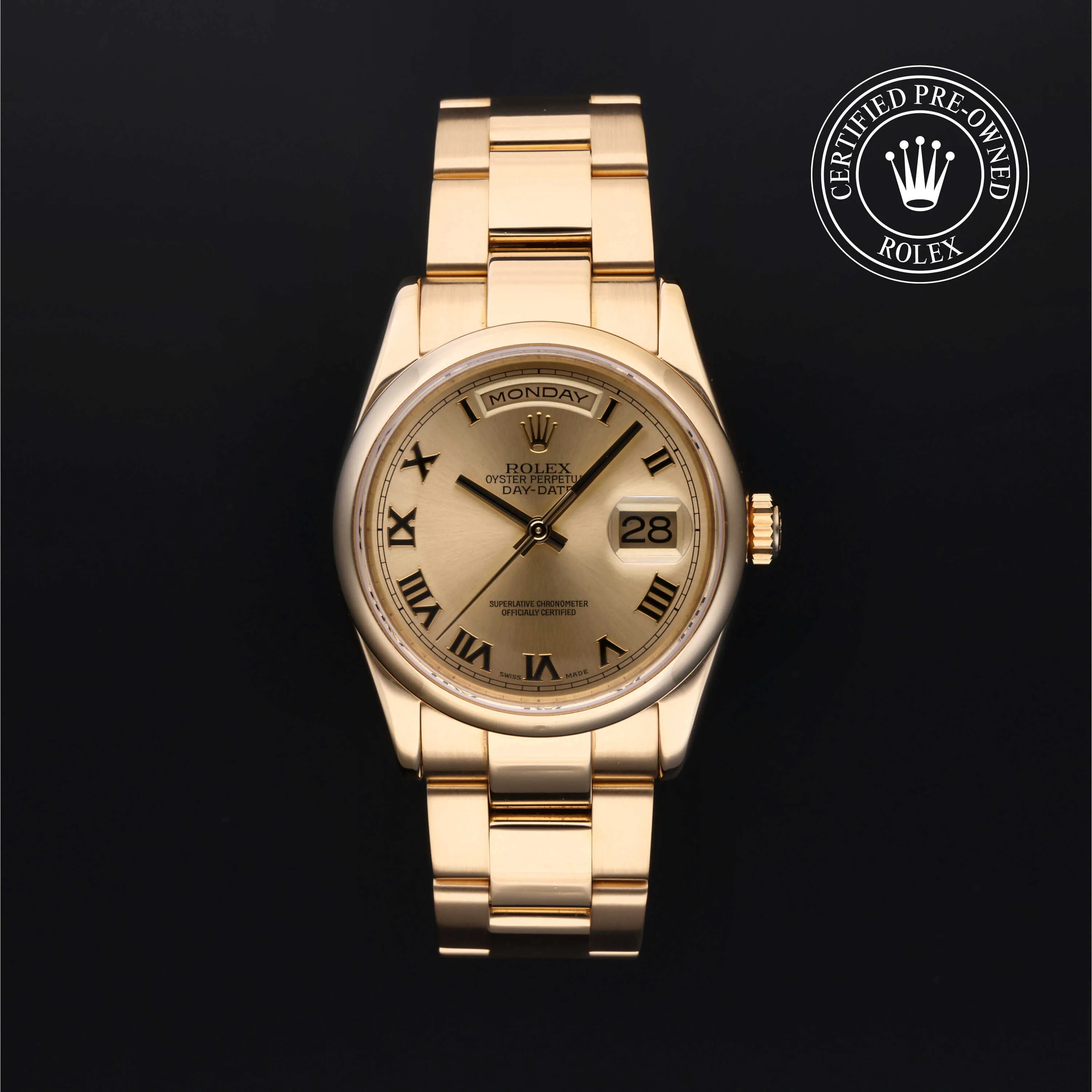 Rolex Day-Date 118208 36mm Yellow gold Champagne