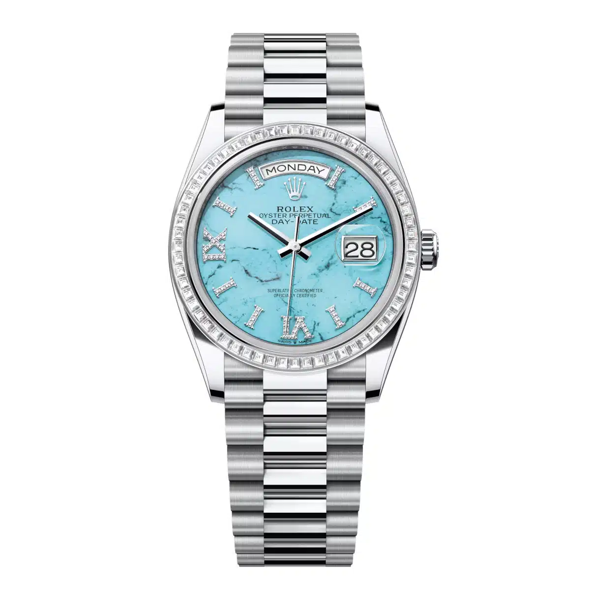 Rolex Day-Date 128396TBR-0016 36mm Platinum Blue