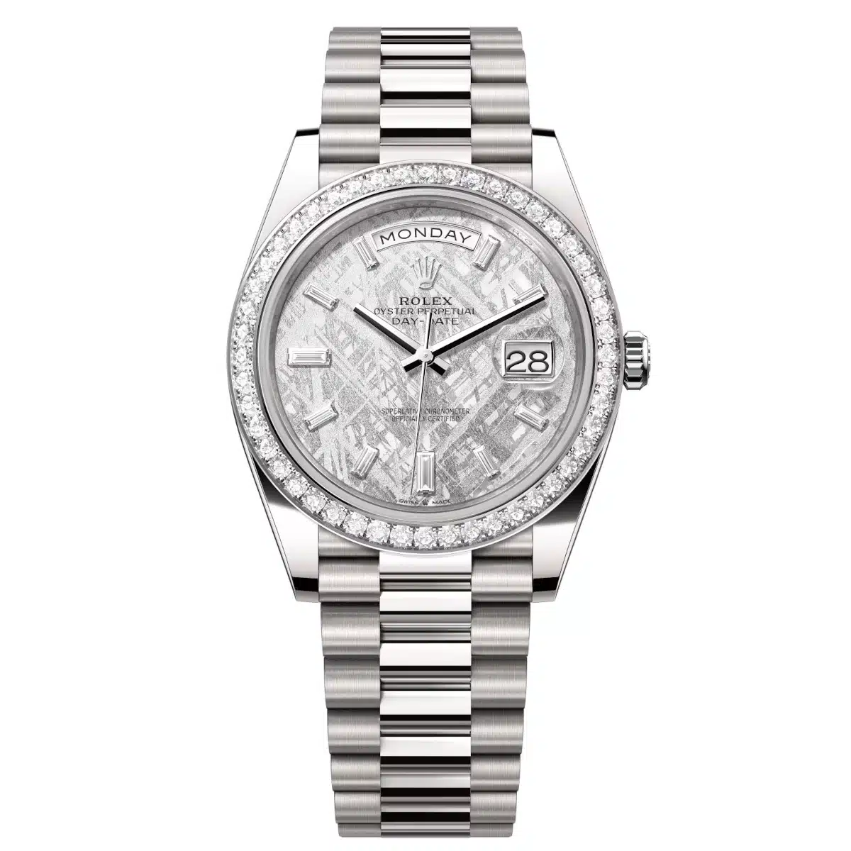 Rolex Day-Date 228349RBR-0040 40mm 18k white gold Silver