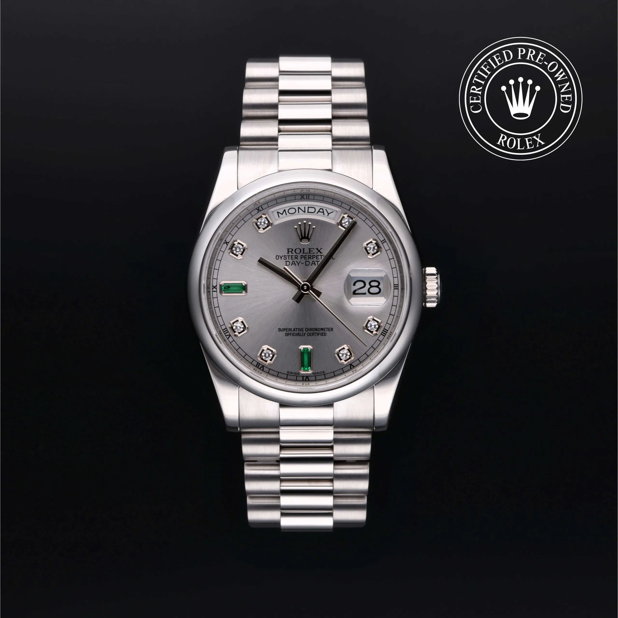 Rolex Day-Date 36 118206 36mm Platinum Gray