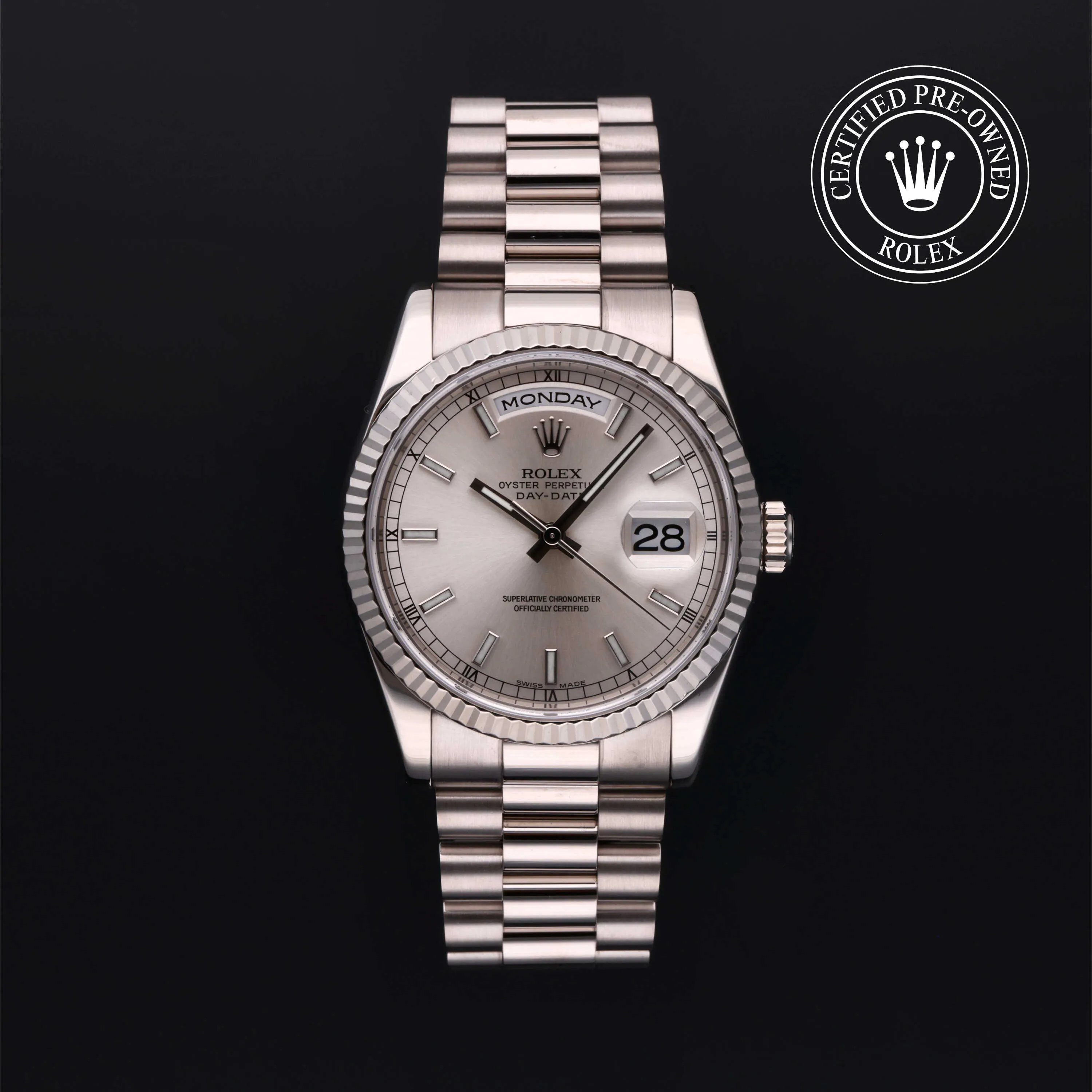 Rolex Day-Date 36 118239 36mm White gold and 18k white gold Black