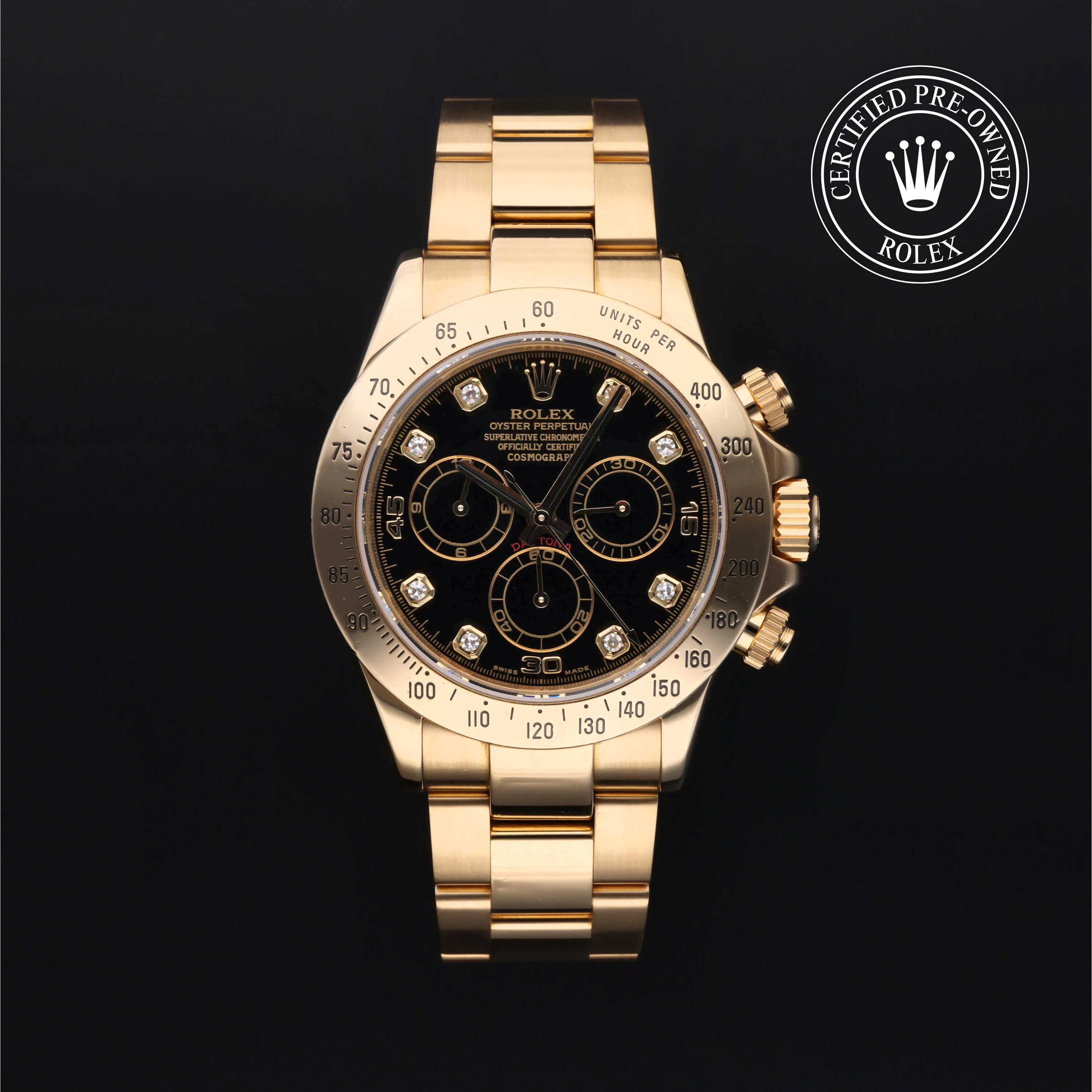 Rolex Daytona 116528 40mm Yellow gold Black