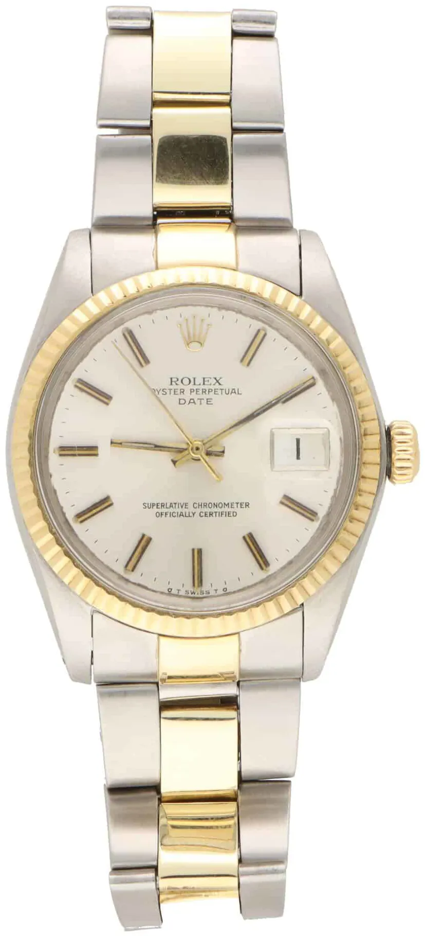 Rolex Oyster Perpetual Date 1500 34mm Yellow gold and stainless steel Silver