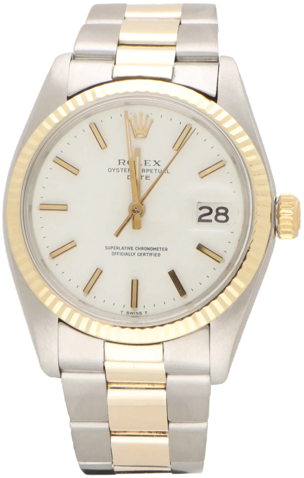 Rolex Oyster Perpetual Date 1500 34mm Yellow gold and stainless steel Ivory