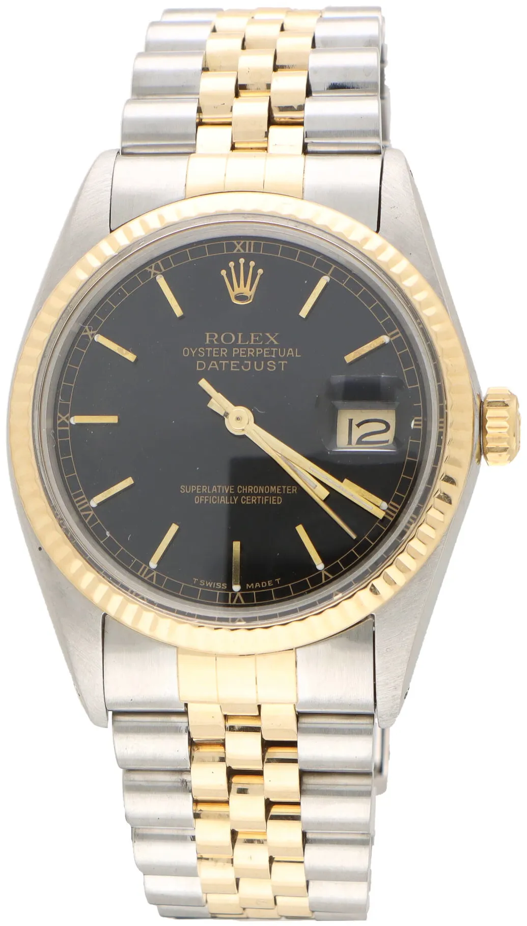 Rolex Oyster Perpetual "Datejust" 16013 36mm Yellow gold and stainless steel Black