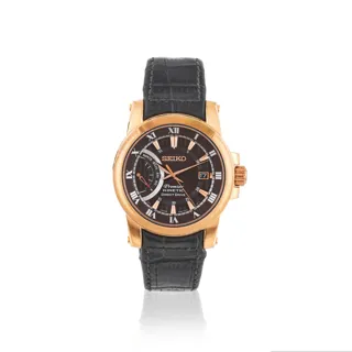 Seiko Premier Kinetic Direct Drive 5D22-0AD0 Gold-plated Brown