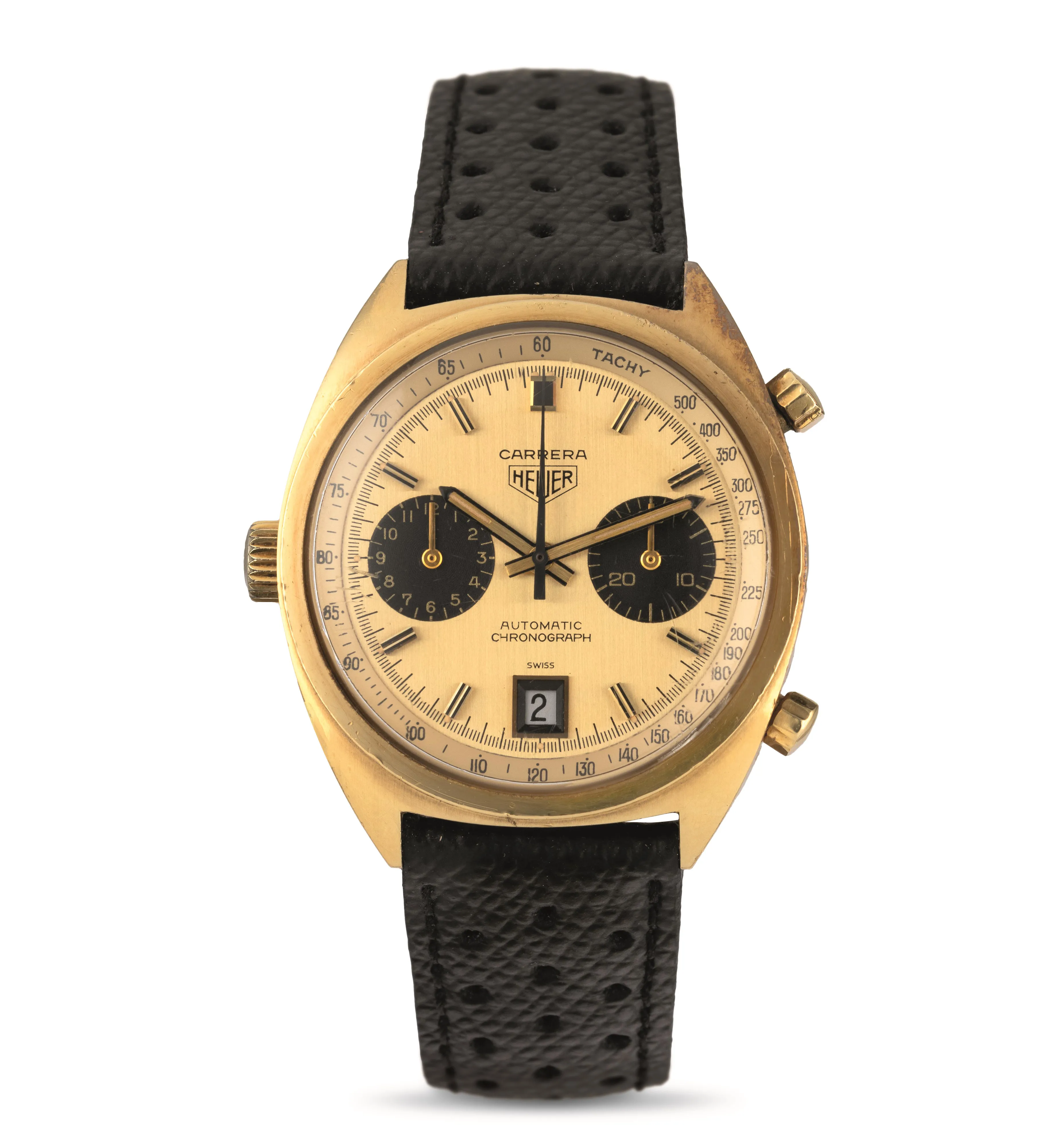 Heuer Carrera 1158 39mm Yellow gold Champagne