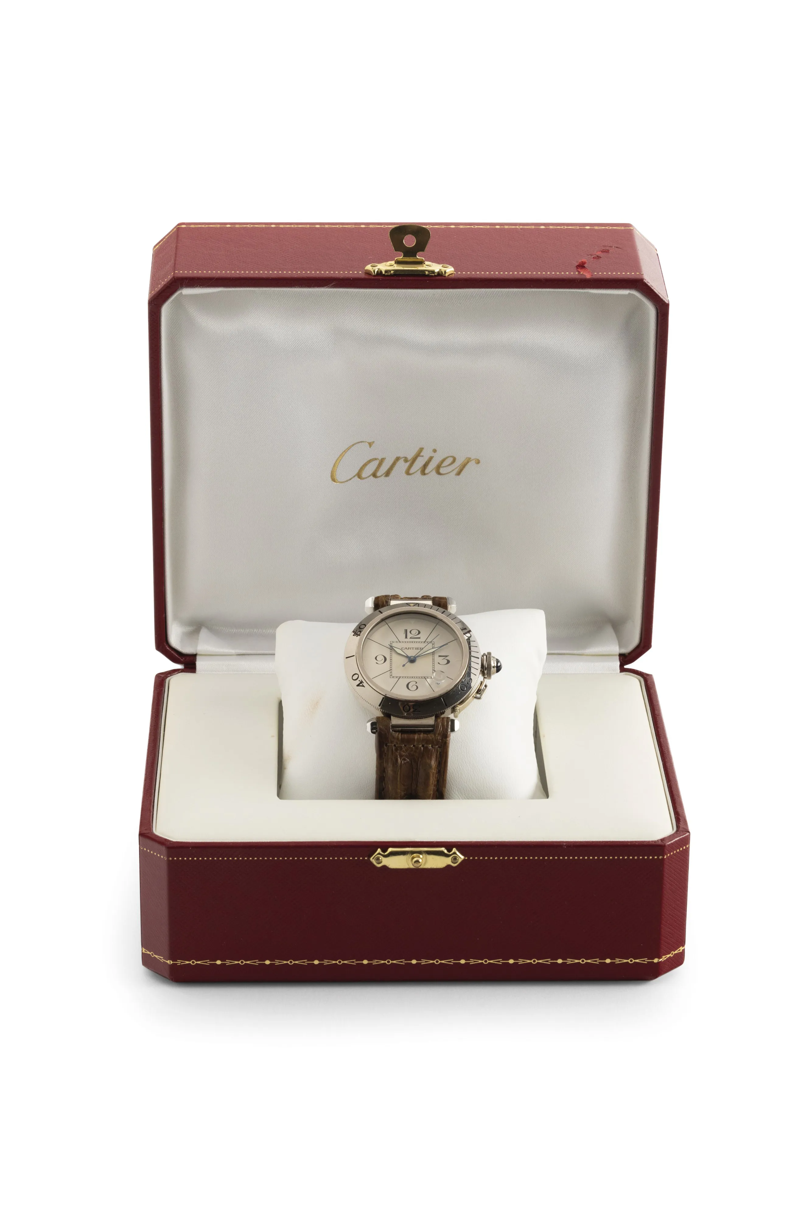 Cartier Pasha 1990 38mm White gold Silver 1