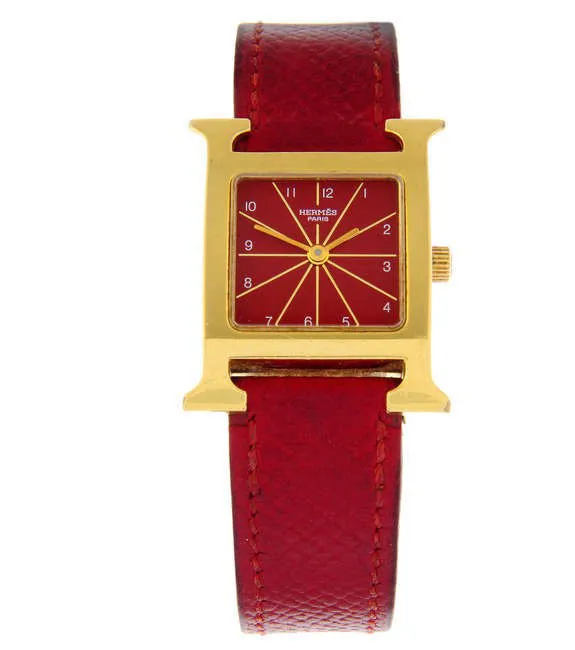 Hermès Heuer H HH1.201 21mm Gold-plated Red