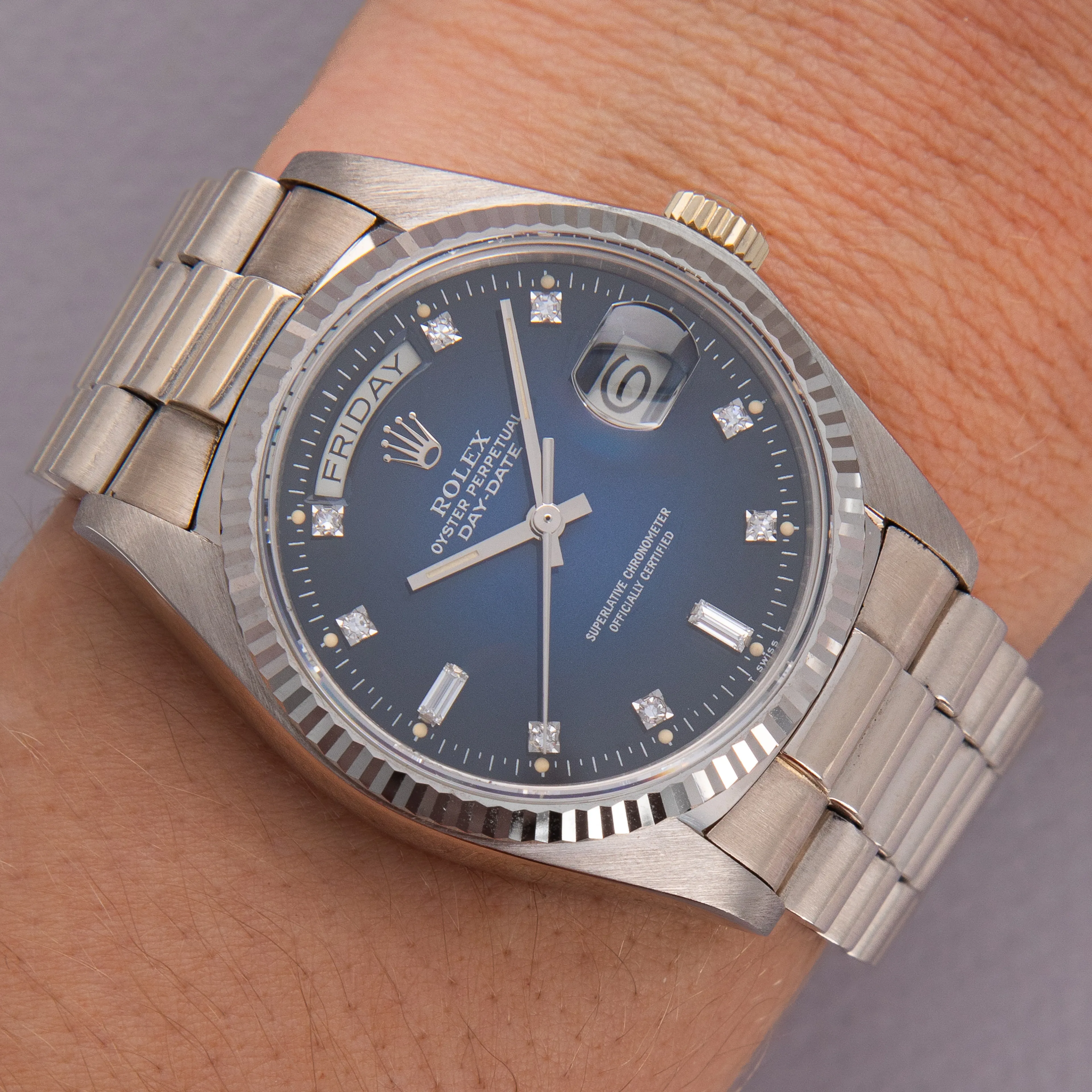 Rolex Day-Date 36 18039 36mm White gold Blue 16