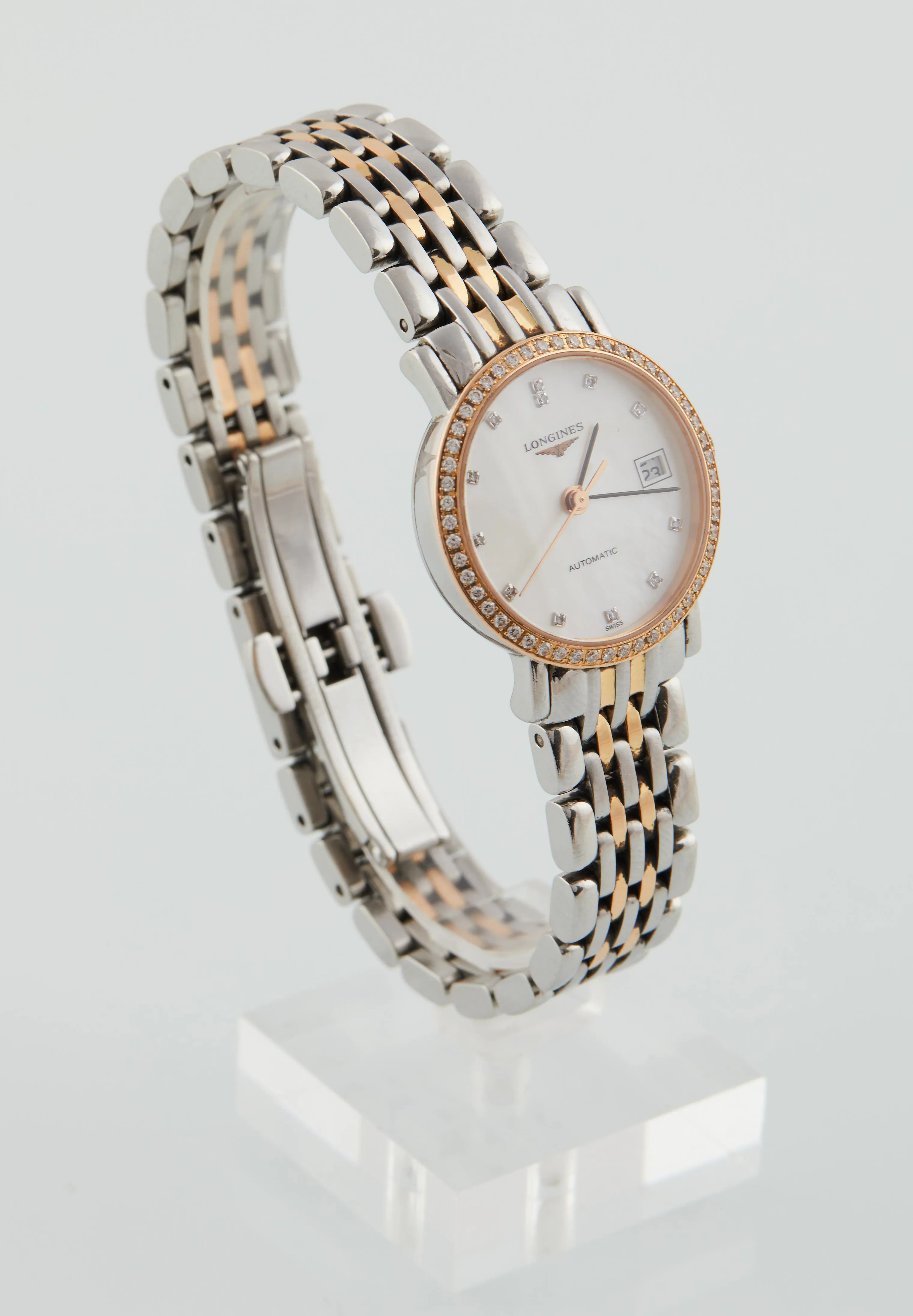 Longines Elegant L4.309.5 26mm Yellow gold, stainless steel and diamond-set Mother-of-pearl 3