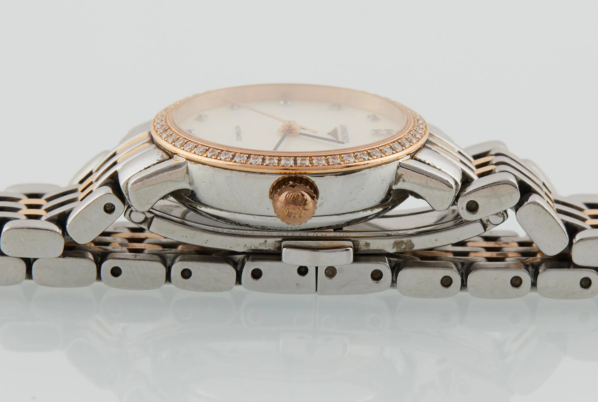 Longines Elegant L4.309.5 26mm Yellow gold, stainless steel and diamond-set Mother-of-pearl 4
