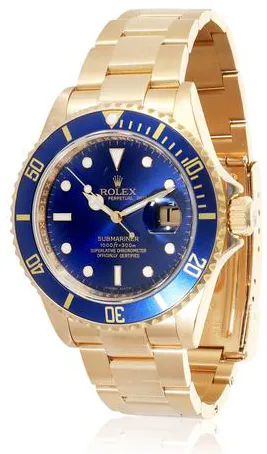 Rolex Submariner Date 16618 40mm Yellow gold Blue 3