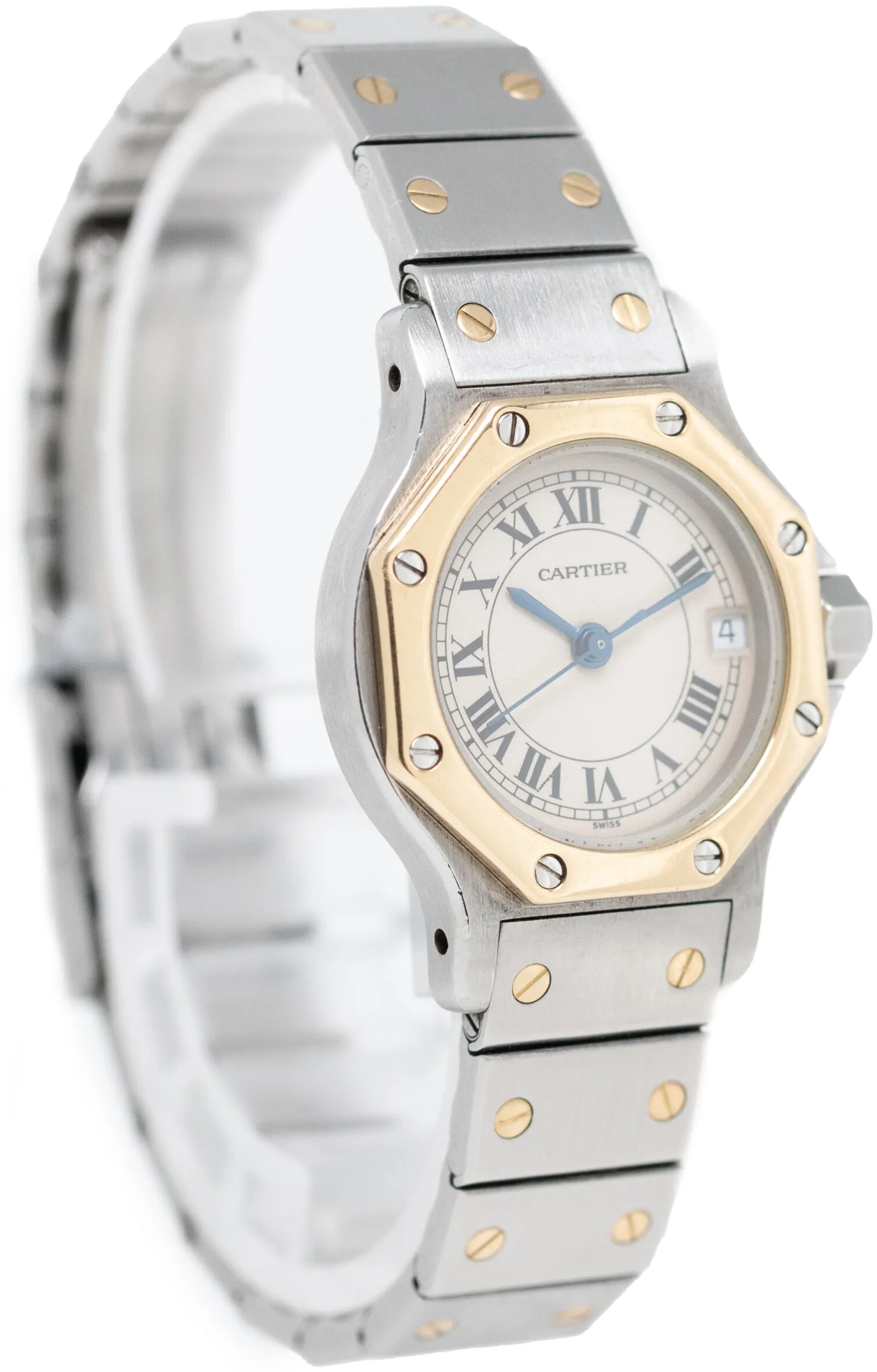 Cartier Santos 30mm Yellow gold and Stainless steel White 2