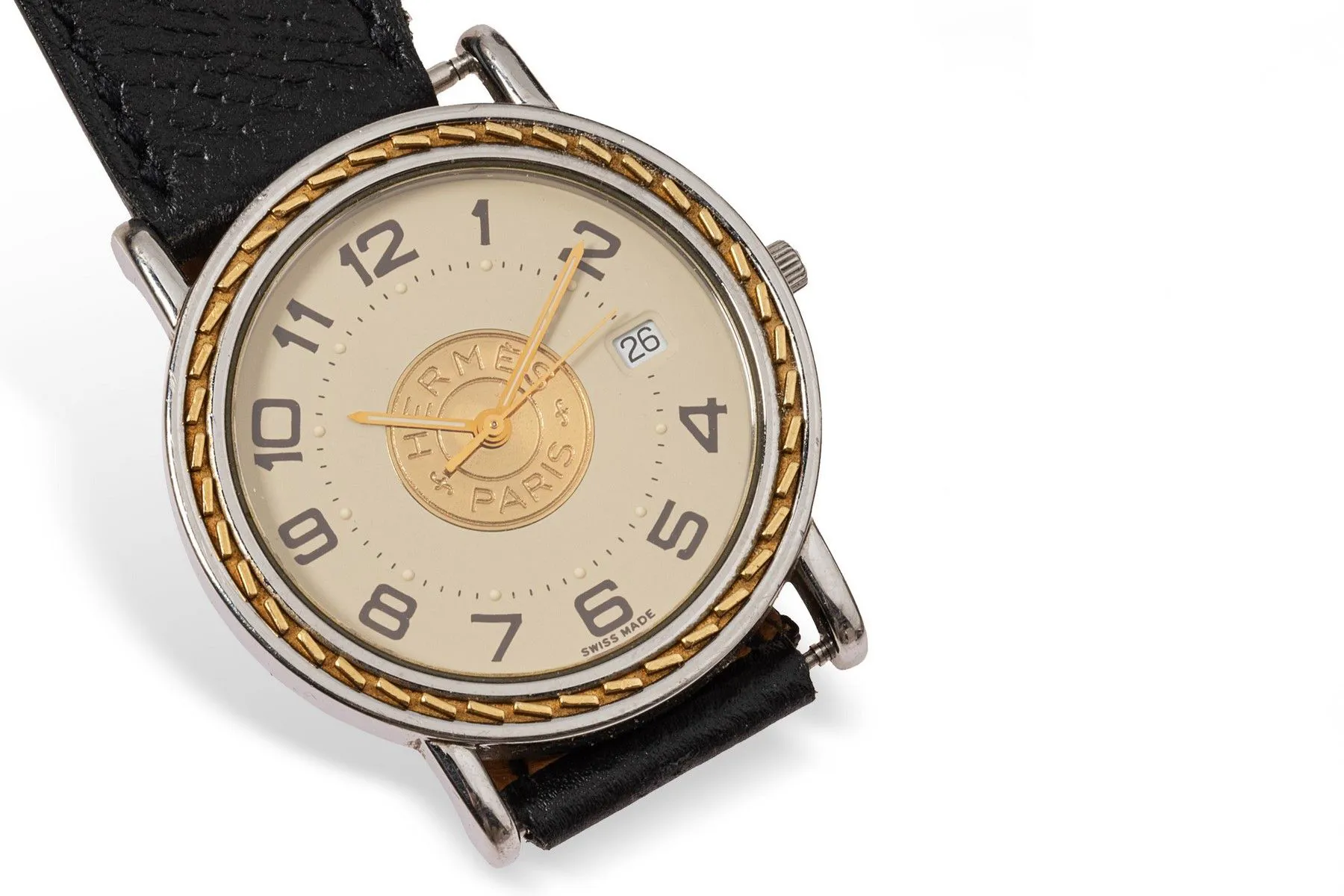 Hermès Sellier 34mm Yellow gold and Stainless steel Cream 1