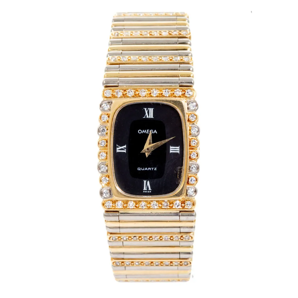 Omega 22mm White gold and Yellow gold and Diamond Black