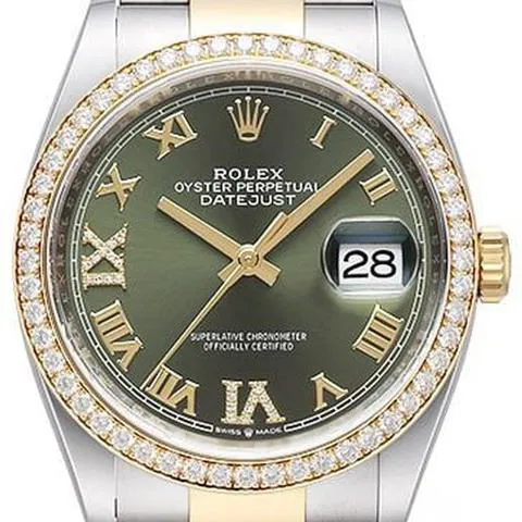 Rolex Datejust 36 126283RBR 36mm Yellow gold and Stainless steel Green