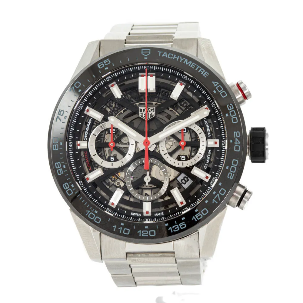 TAG Heuer Carrera CBG2A10-0 45mm Stainless steel and ceramic Black Skeleton