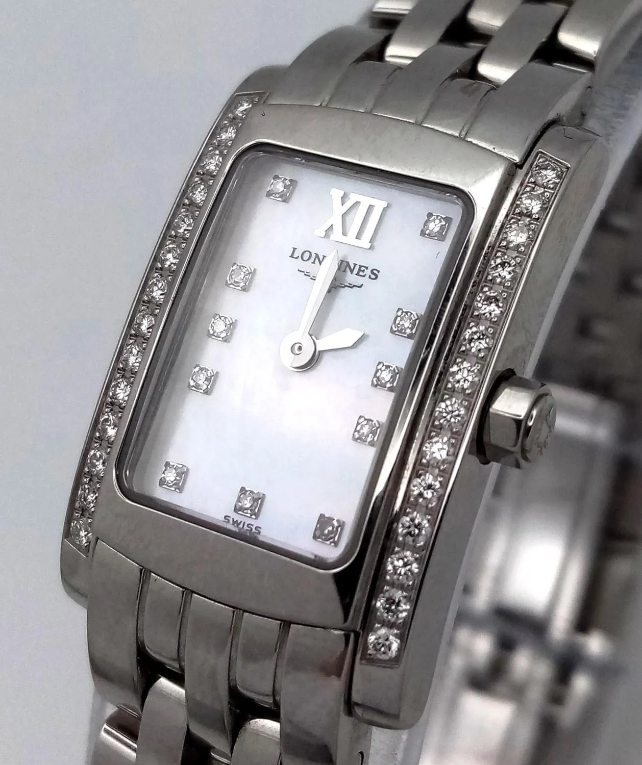 Longines 16mm Stainless steel and diamond White 5