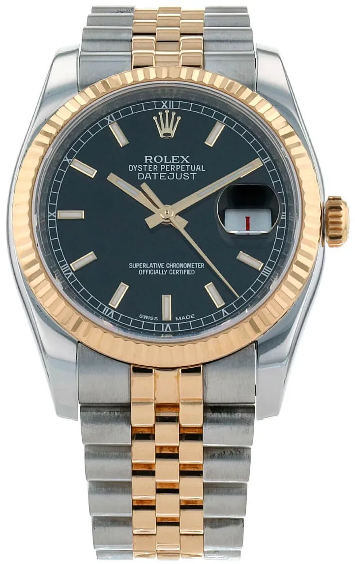 Rolex Datejust 116233 36mm Yellow gold and stainless steel Black