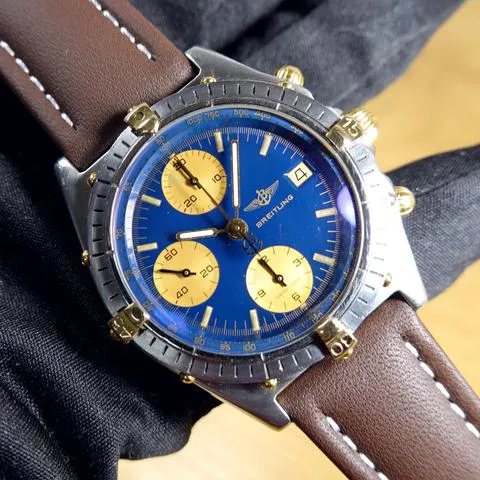 Breitling Chronomat 81950 39mm Yellow gold and stainless steel Blue